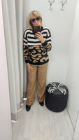 Maglia righe + stampa animalier